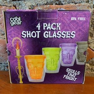 Halloween Neon Skull Shot Glasses - New in Box!